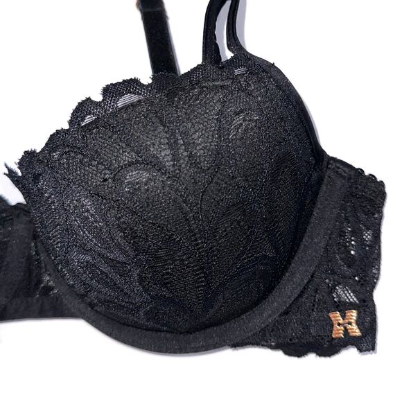 Savage x Fenty Black Lace Not Sorry Lightly Lined Balconette Bra Size 32C - Picture 8 of 15